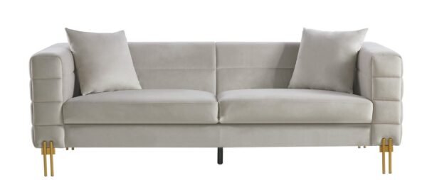 Sofá LARIOS, 3 plazas, tejido velvet gris claro 25 - Imagen 3