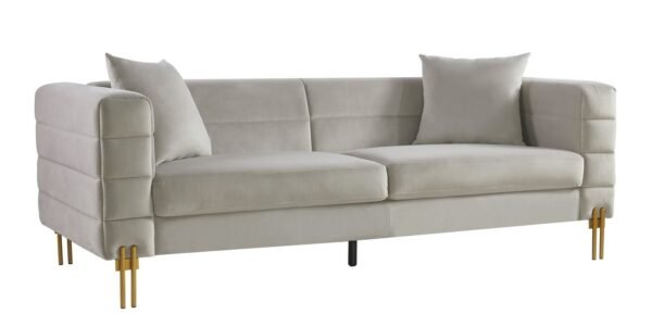Sofá LARIOS, 3 plazas, tejido velvet gris claro 25