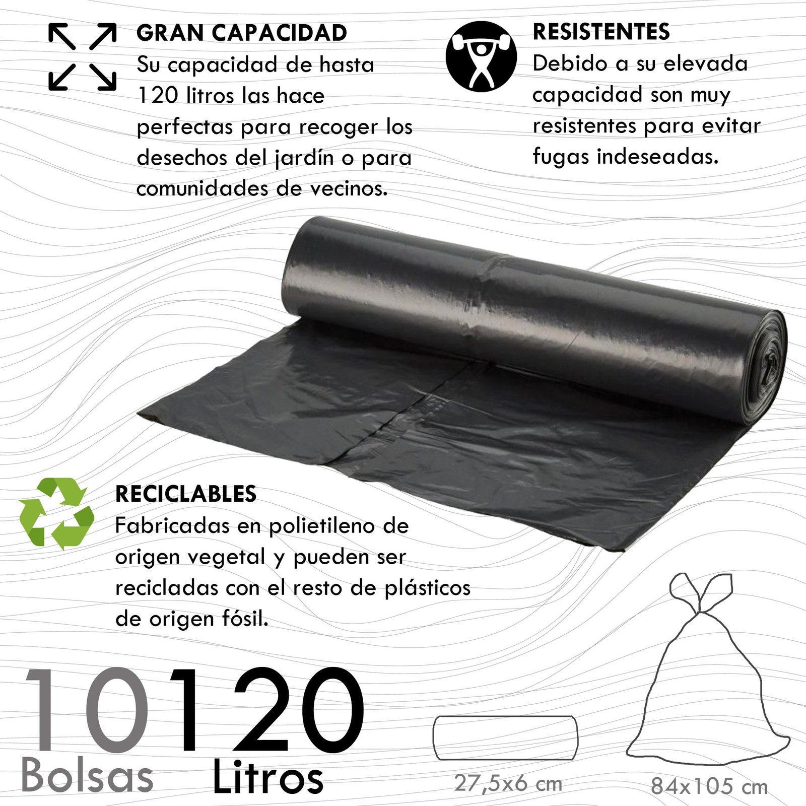 Contenedor Reciclo 110 litros cerrado + 3X Bolsas de basura de 10 unidades - Imagen 3