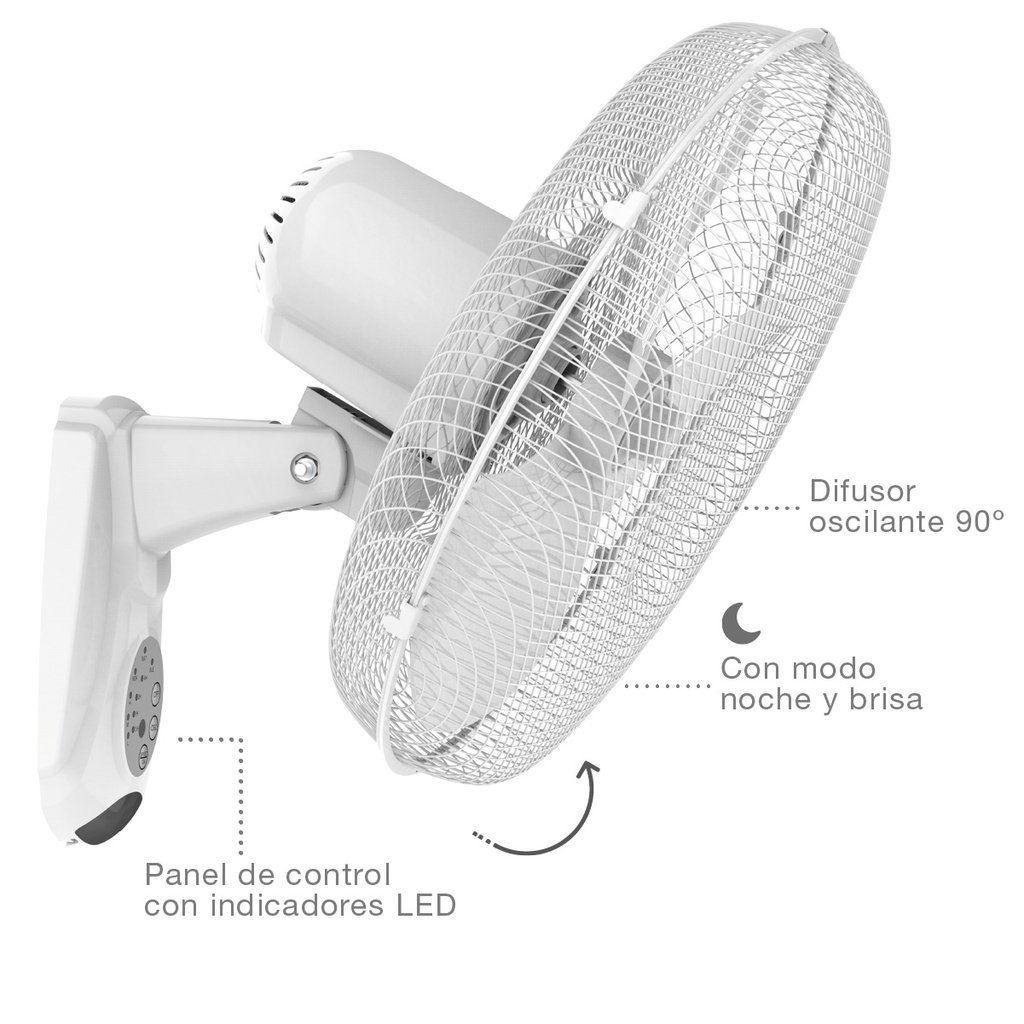Ventilador de pared Sautar con mando Ø43cm 45W Blanco - Imagen 6