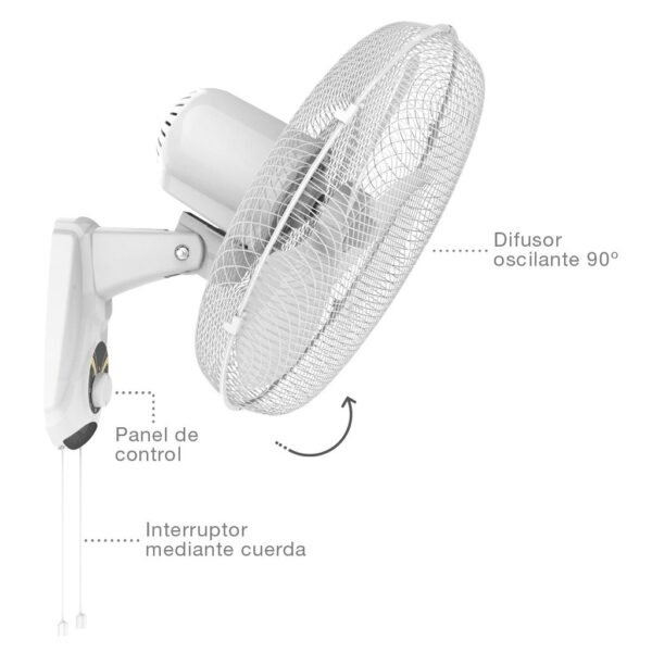 Ventilador de pared Toleni Ø43cm 45W Blanco - Imagen 3