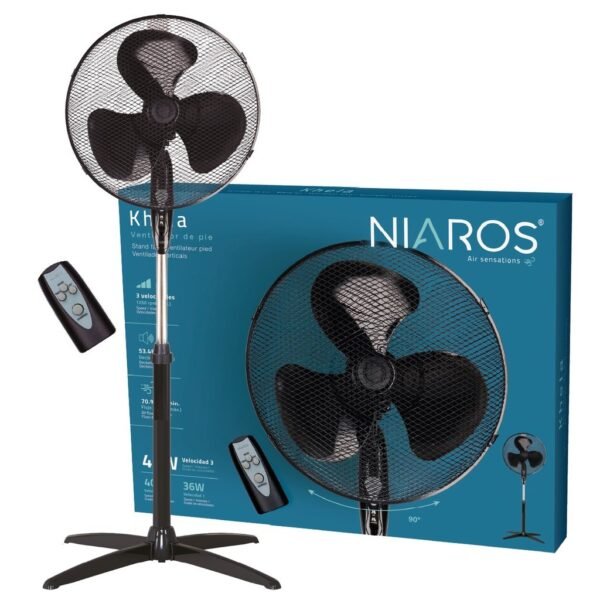 Ventilador de pie Khela con mando Ø43cm 45W Negro - Imagen 2