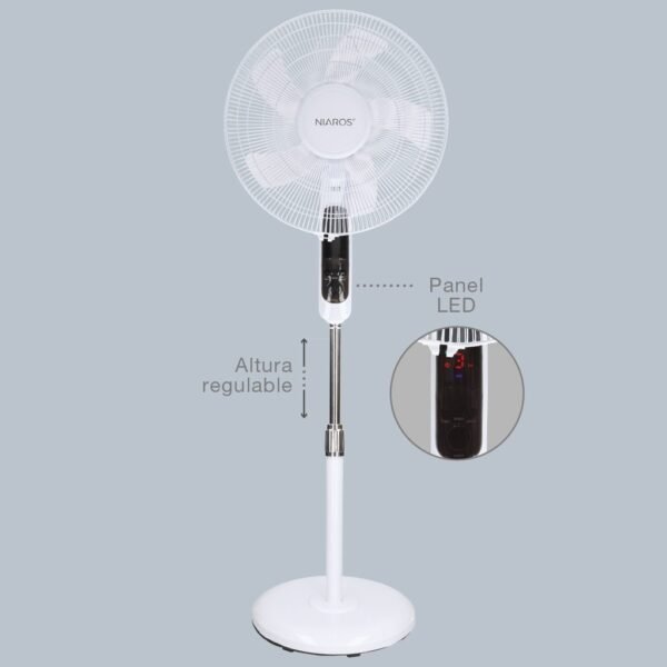 Ventilador de pie Lungra con mando y temporizador Ø43cm 50W Blanco - Imagen 4
