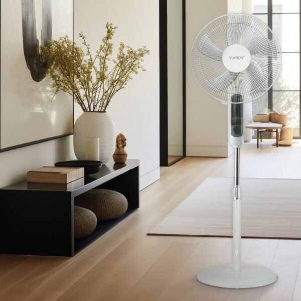Ventilador de pie Lungra con mando y temporizador Ø43cm 50W Blanco - Imagen 5