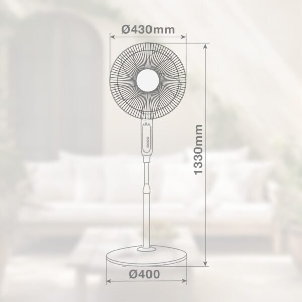 Ventilador de pie Lungra con mando y temporizador Ø43cm 50W Blanco - Imagen 6