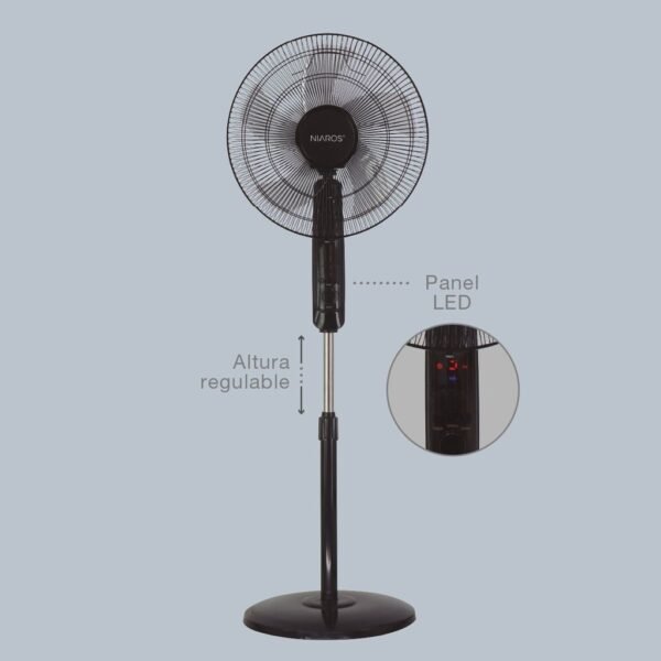 Ventilador de pie Lungra con mando y temporizador Ø43cm 50W Negro - Imagen 4