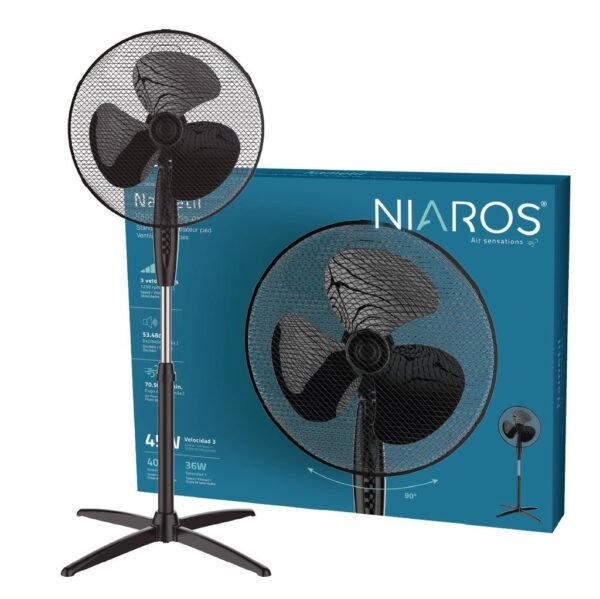 Ventilador de pie Nametil Ø43cm 45W Negro - Imagen 2