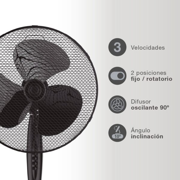 Ventilador de pie Nametil Ø43cm 45W Negro - Imagen 3