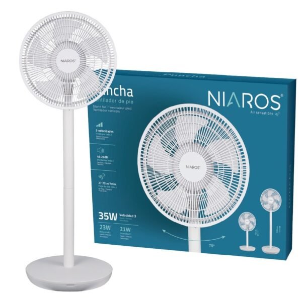 Ventilador de pie Puncha Ø34cm 35W Blanco - Imagen 2