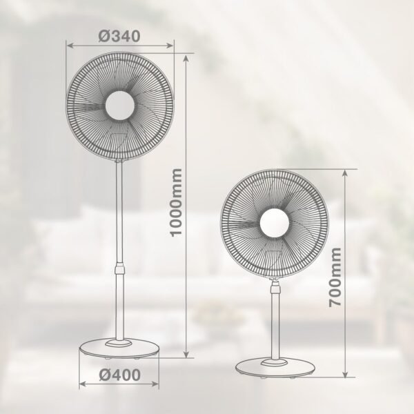 Ventilador de pie Puncha Ø34cm 35W Blanco - Imagen 6