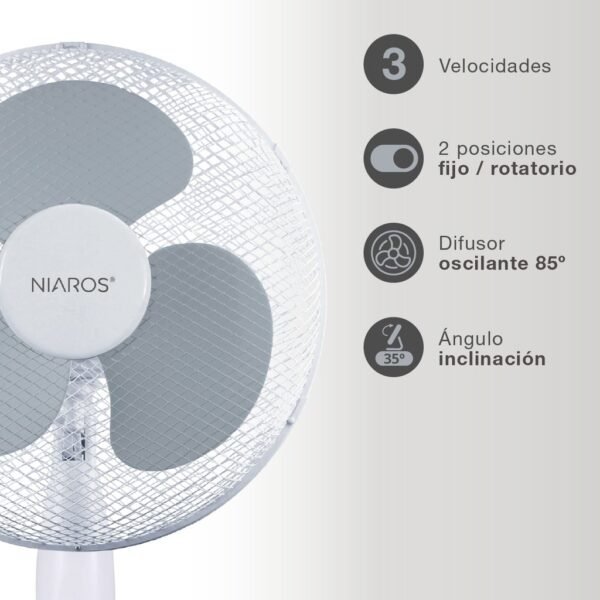 Ventilador de pie Riesi Ø43cm 45W Blanco - Imagen 3