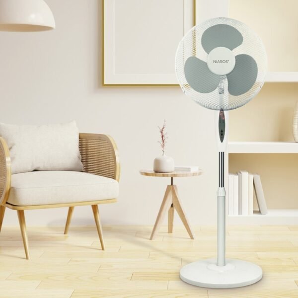 Ventilador de pie Riesi con mando y temporizador Ø43cm 45W Blanco - Imagen 5