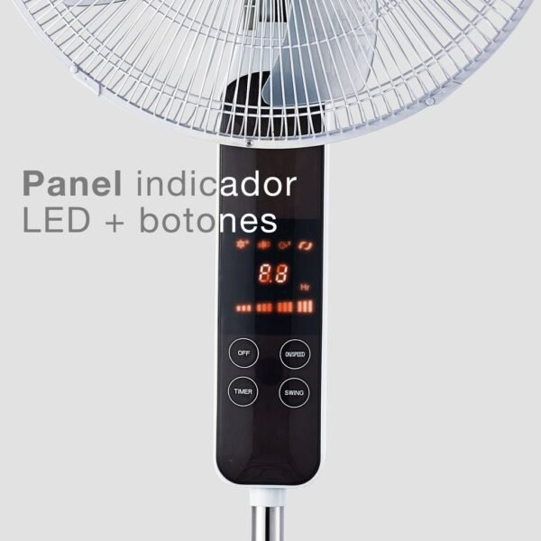 Ventilador de pie Tehri con mando y temporizador Ø43cm 30W motor DC Blanco - Imagen 4