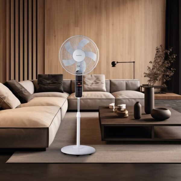 Ventilador de pie Tehri con mando y temporizador Ø43cm 30W motor DC Blanco - Imagen 5