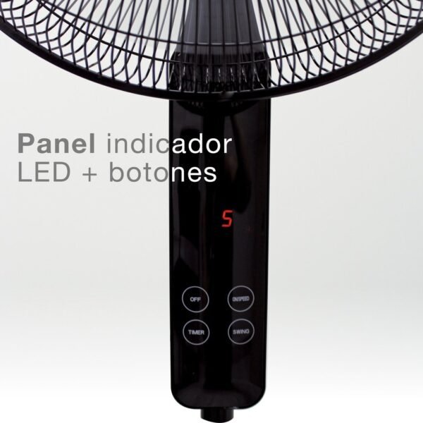 Ventilador de pie Tehri con mando y temporizador Ø43cm 30W motor DC Negro - Imagen 6