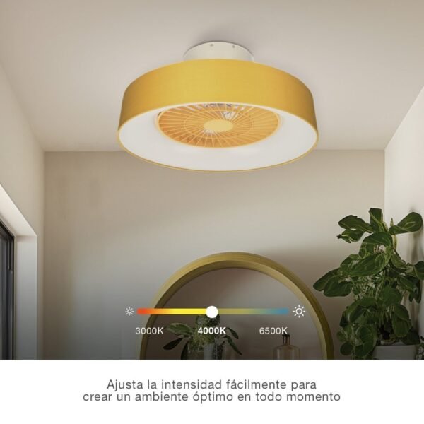 Ventilador techo Box Fan Niskot con luz CCT regulable y mando Ø57 Beige - Imagen 3