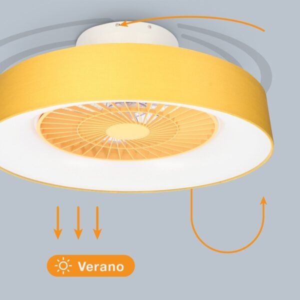 Ventilador techo Box Fan Niskot con luz CCT regulable y mando Ø57 Beige - Imagen 4