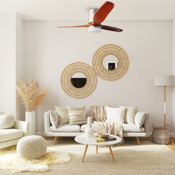 Ventilador techo Kasama con luz CCT regulable y mando Ø132 3 aspas DC Níquel - Imagen 2