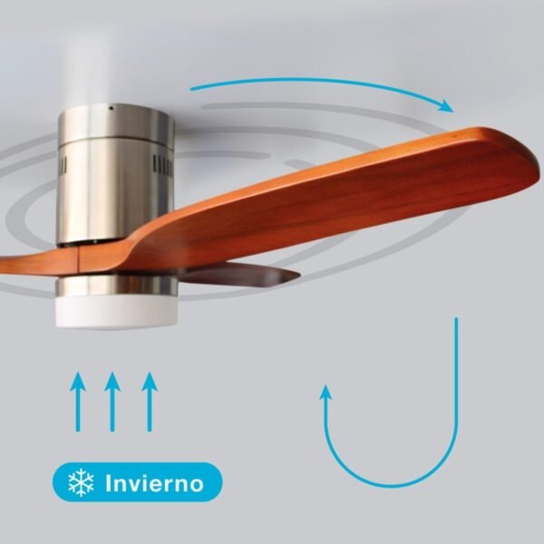 Ventilador techo Kasama con luz CCT regulable y mando Ø132 3 aspas DC Níquel - Imagen 5