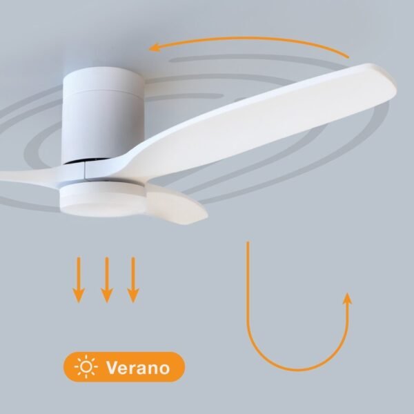 Ventilador techo Kasama con luz CCT regulable y mando Ø132 3 aspas DC Blanco - Imagen 5
