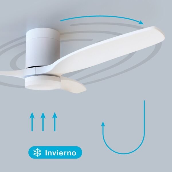 Ventilador techo Kasama con luz CCT regulable y mando Ø132 3 aspas DC Blanco - Imagen 6