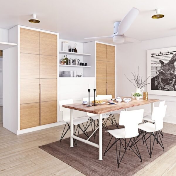 Ventilador techo Kasama con luz CCT regulable y mando Ø132 3 aspas DC Blanco - Imagen 7
