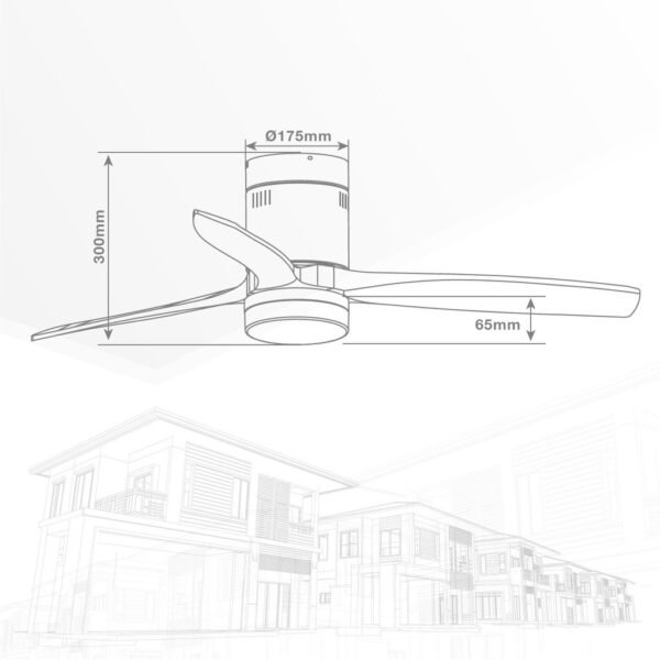 Ventilador techo Kasama con luz CCT regulable y mando Ø132 3 aspas DC Blanco - Imagen 9