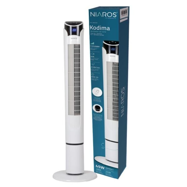 Ventilador de torre Kodima con mando 45W Blanco - Imagen 2