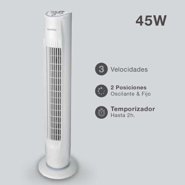 Ventilador de torre Palogi 45W Blanco - Imagen 6