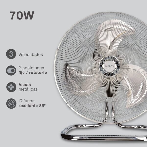 Ventilador metálico Sassela 3 en 1 (sobremesa, pared y pie) Ø50cm 70W - Imagen 3