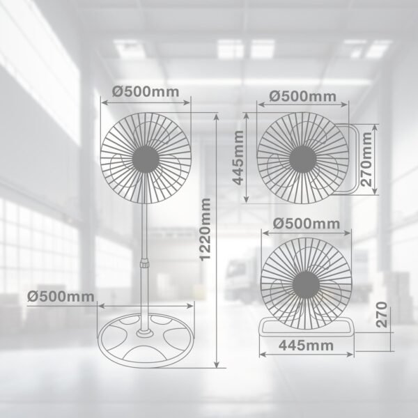 Ventilador metálico Sassela 3 en 1 (sobremesa, pared y pie) Ø50cm 70W - Imagen 5