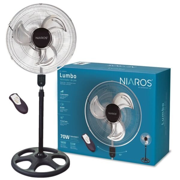Ventilador metálico de pie Lumbo con mando Ø50cm 70W - Imagen 8