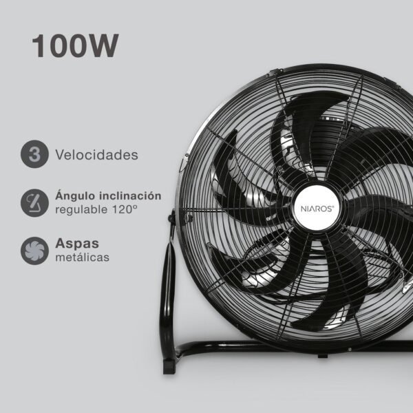Ventilador metálico de suelo Aidone Ø51cm 90W Negro - Imagen 4