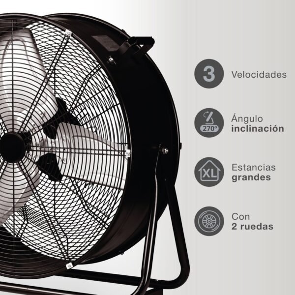 Ventilador metálico de suelo Bampa Ø70cm 250W Negro - Imagen 4