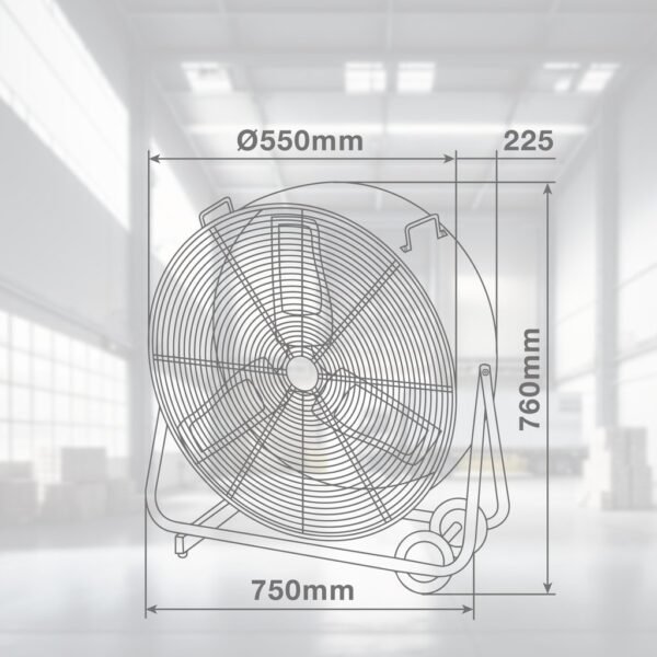 Ventilador metálico de suelo Bampa Ø70cm 250W Negro - Imagen 5
