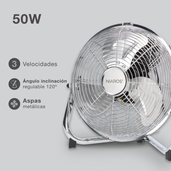 Ventilador metálico de suelo Mueda Ø28cm 50W - Imagen 4