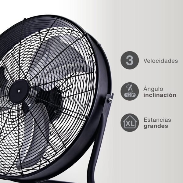 Ventilador metálico de suelo Saruna Ø55cm 120W Negro - Imagen 4