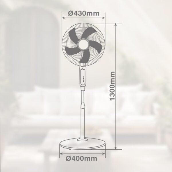 Ventilador portátil de pie Sanluri con mando Ø39cm 15W motor DC Blanco - Imagen 4