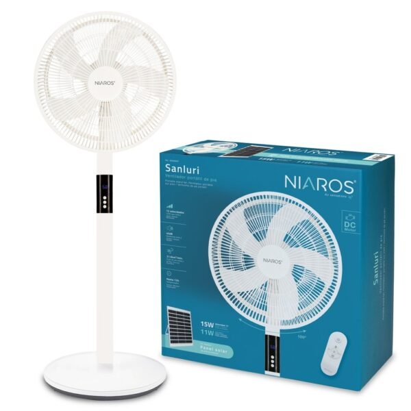 Ventilador portátil de pie Sanluri con mando Ø39cm 15W motor DC Blanco - Imagen 5