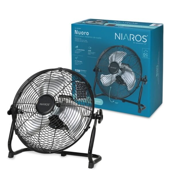Ventilador portátil metálico de suelo Nuoro Ø40cm 15W motor DC Negro - Imagen 5