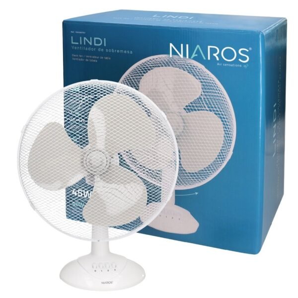 Ventilador sobremesa Lindi Ø43cm 45W Blanco - Imagen 2