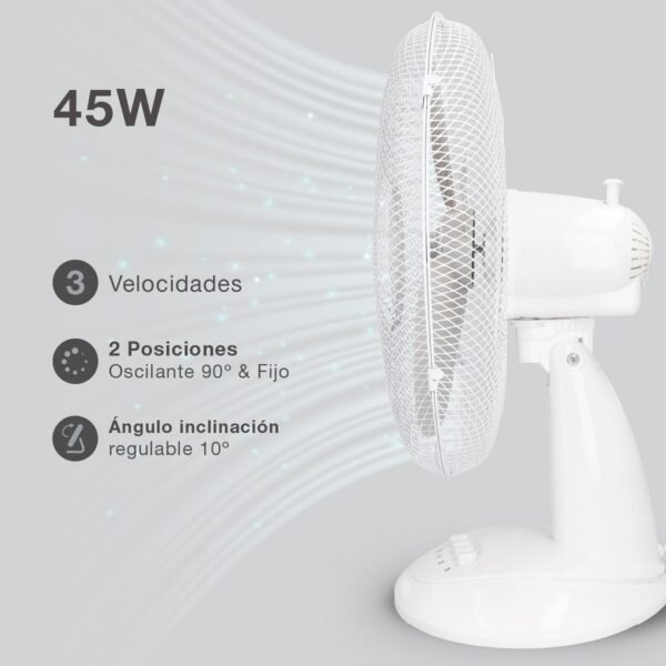 Ventilador sobremesa Lindi Ø43cm 45W Blanco - Imagen 3