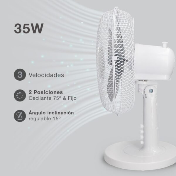 Ventilador sobremesa Macomia Ø31cm 35W Blanco - Imagen 3