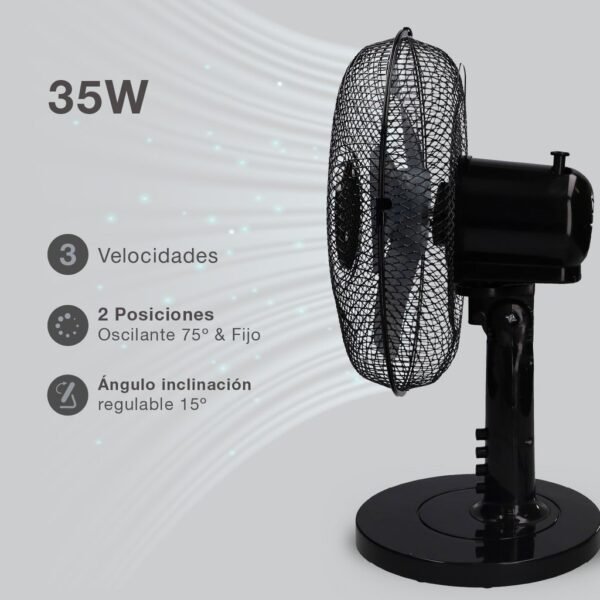 Ventilador sobremesa Macomia  Ø31cm 35W Negro - Imagen 2