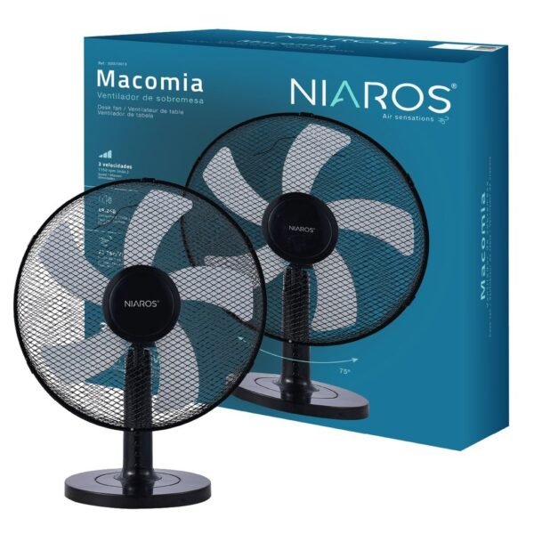 Ventilador sobremesa Macomia  Ø31cm 35W Negro - Imagen 6