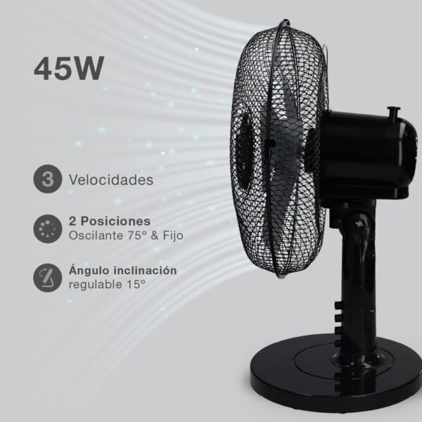 Ventilador sobremesa Macomia  Ø41cm 45W Negro - Imagen 3
