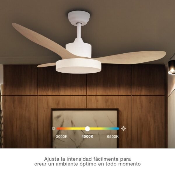 Ventilador techo Biula con luz CCT regulable y mando Ø122 3 aspas DC Blanco - Imagen 3