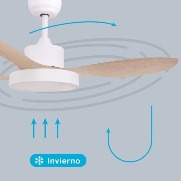 Ventilador techo Biula con luz CCT regulable y mando Ø122 3 aspas DC Blanco - Imagen 5