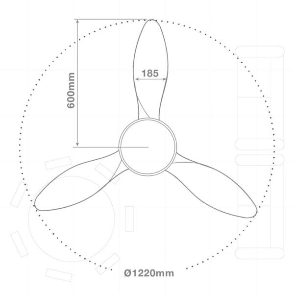 Ventilador techo Biula con luz CCT regulable y mando Ø122 3 aspas DC Blanco - Imagen 8