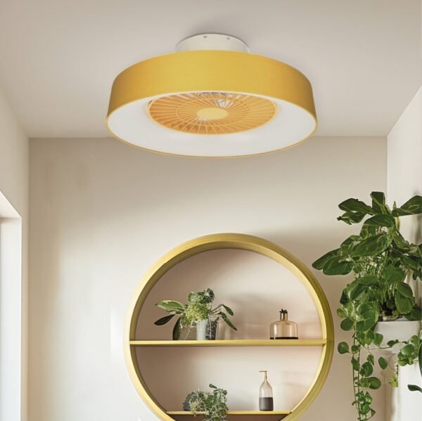 Ventilador techo Box Fan Niskot con luz CCT regulable y mando Ø57 Beige - Imagen 6